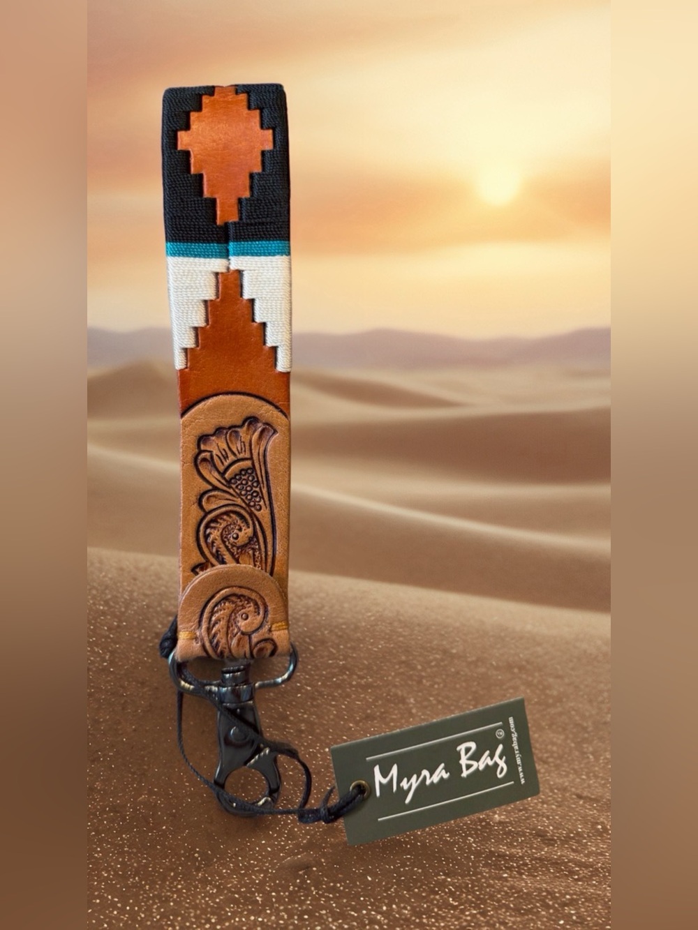 Myra Bag Leather “My Desert Dawn Key Fob” S-11914 NWT Made in India